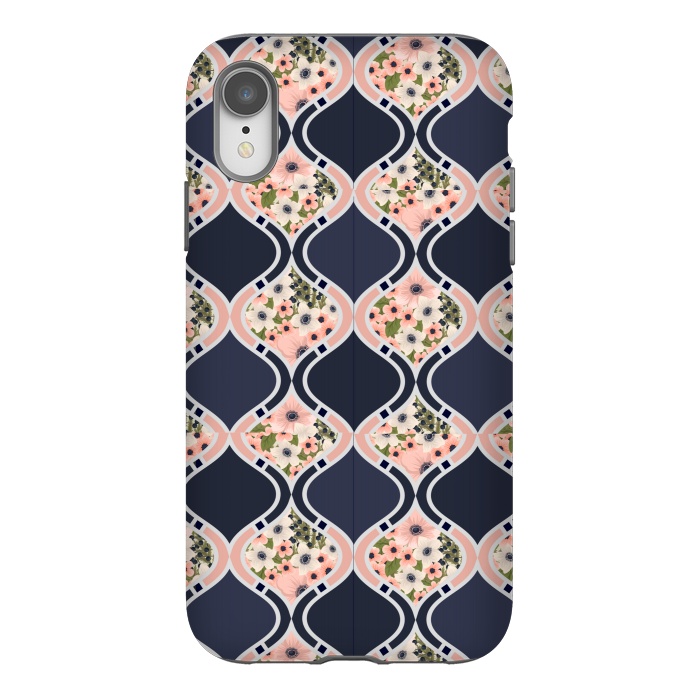iPhone Xr StrongFit blue peach floral print by MALLIKA