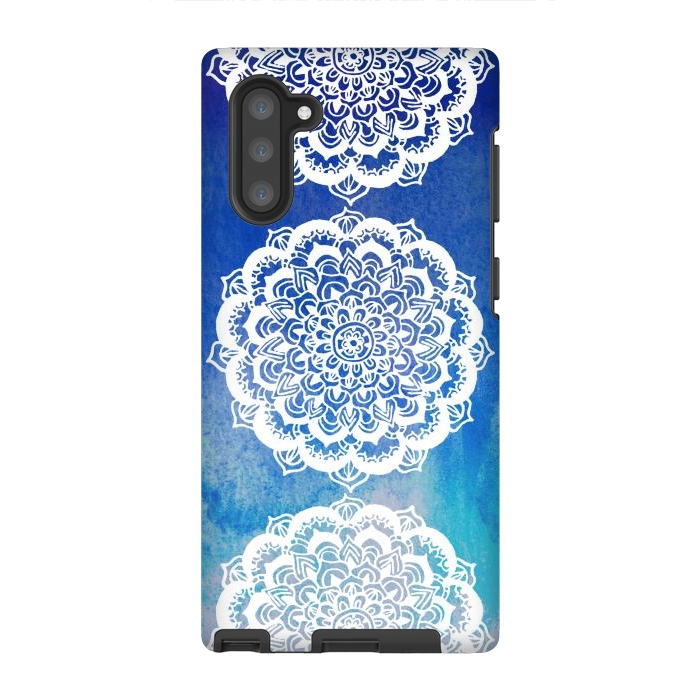 Galaxy Note 10 StrongFit Intricate Mandala on Watercolor Blue by Tangerine-Tane