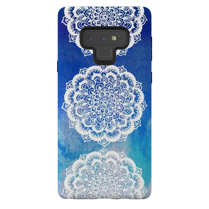 Galaxy Note 9 StrongFit Intricate Mandala on Watercolor Blue by Tangerine-Tane