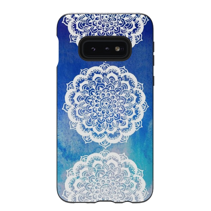 Galaxy S10e StrongFit Intricate Mandala on Watercolor Blue by Tangerine-Tane