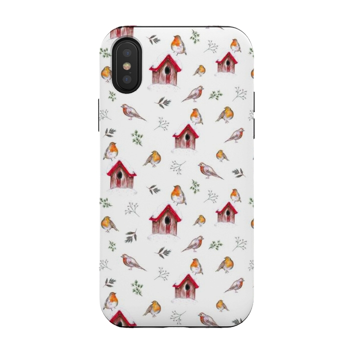 iPhone Xs / X StrongFit Cute Winter Robins by Negin Mf