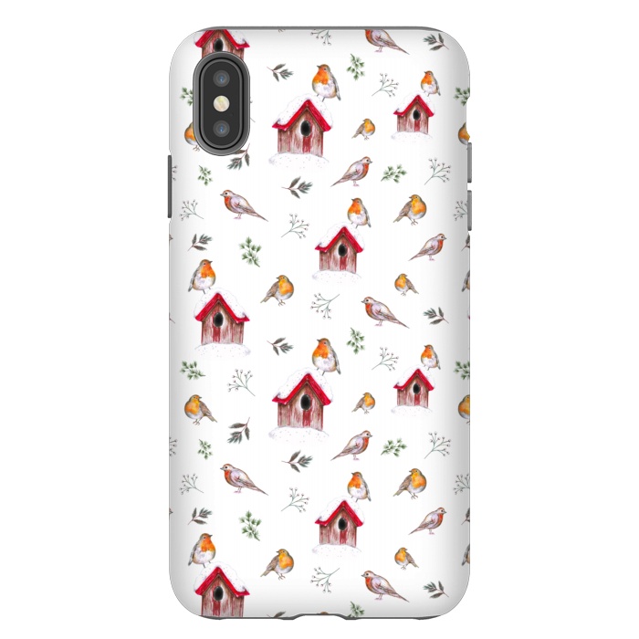 iPhone Xs Max StrongFit Cute Winter Robins by Negin Mf