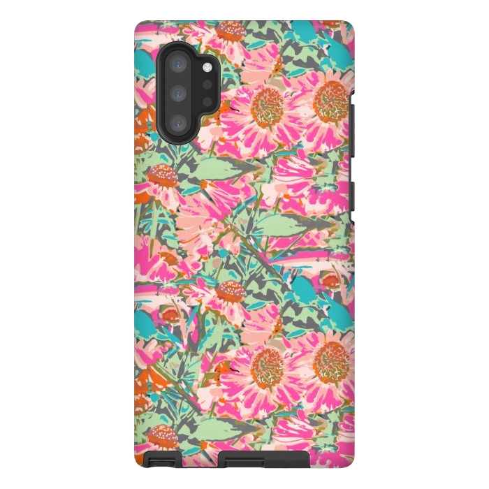 Galaxy Note 10 plus StrongFit Pink Sunflowers Pattern by Uma Prabhakar Gokhale