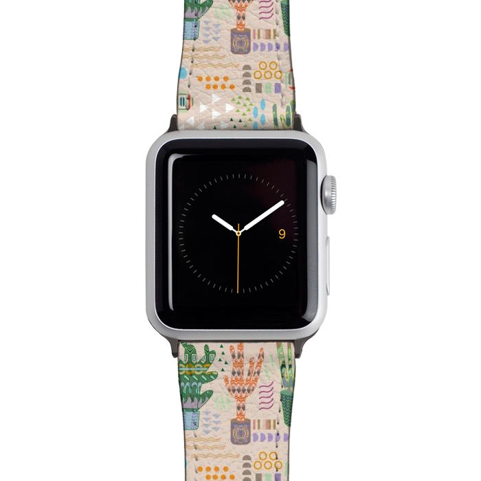 Watch 38mm / 40mm Strap PU leather Cactus desert with pattern by Nina Leth
