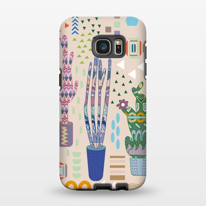 Galaxy S7 EDGE StrongFit Cactus desert with pattern by Nina Leth