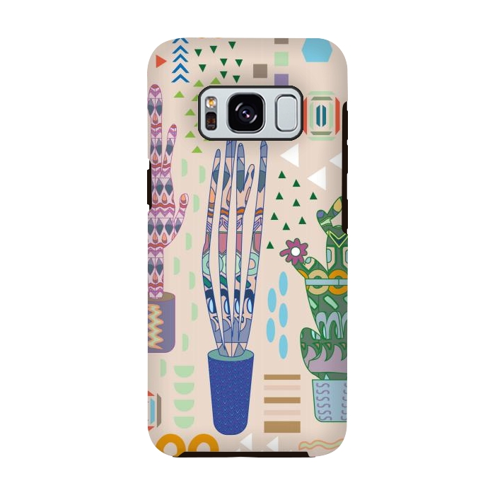 Galaxy S8 StrongFit Cactus desert with pattern by Nina Leth