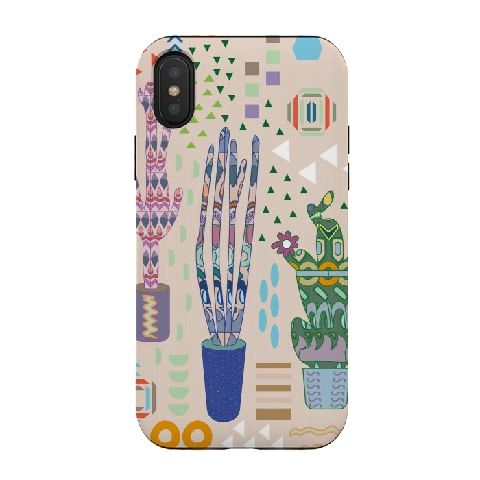 iPhone Xs / X StrongFit Cactus desert with pattern by Nina Leth
