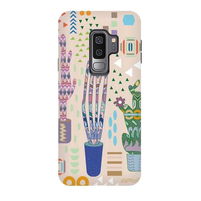 Galaxy S9 plus StrongFit Cactus desert with pattern by Nina Leth