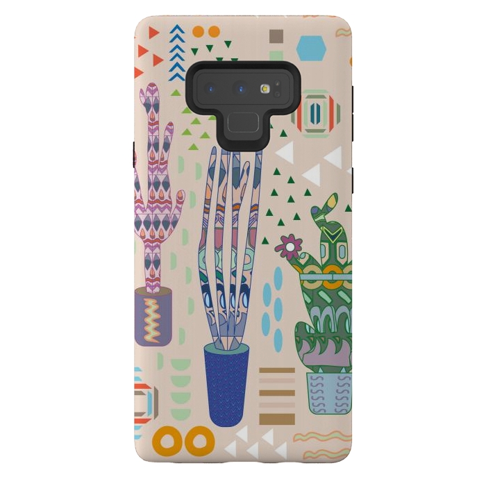 Galaxy Note 9 StrongFit Cactus desert with pattern by Nina Leth