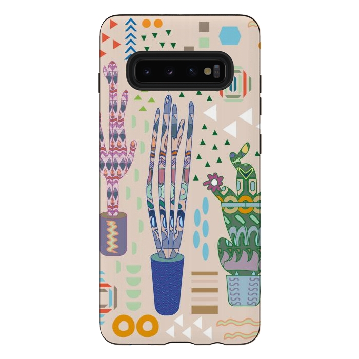 Galaxy S10 plus StrongFit Cactus desert with pattern by Nina Leth