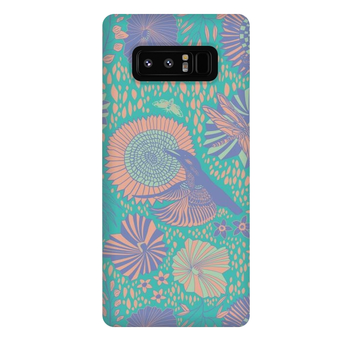 Galaxy Note 8 StrongFit Mint bird and dragonfly by Nina Leth