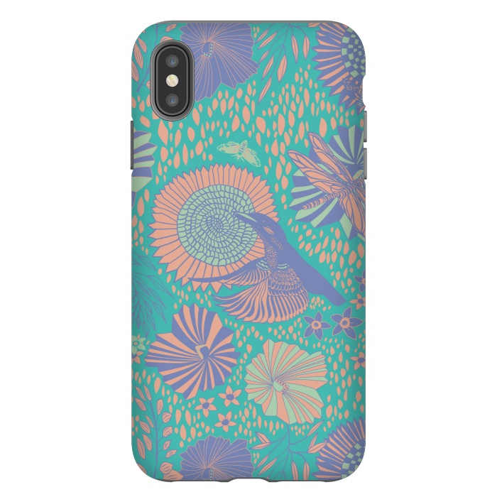 iPhone Xs Max StrongFit Mint bird and dragonfly by Nina Leth