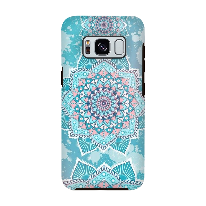 Galaxy S8 StrongFit Flower mandala turquoise blue by Jms