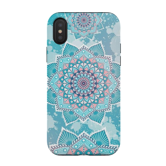 iPhone Xs / X StrongFit Flower mandala turquoise blue by Jms