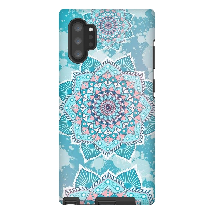 Galaxy Note 10 plus StrongFit Flower mandala turquoise blue by Jms