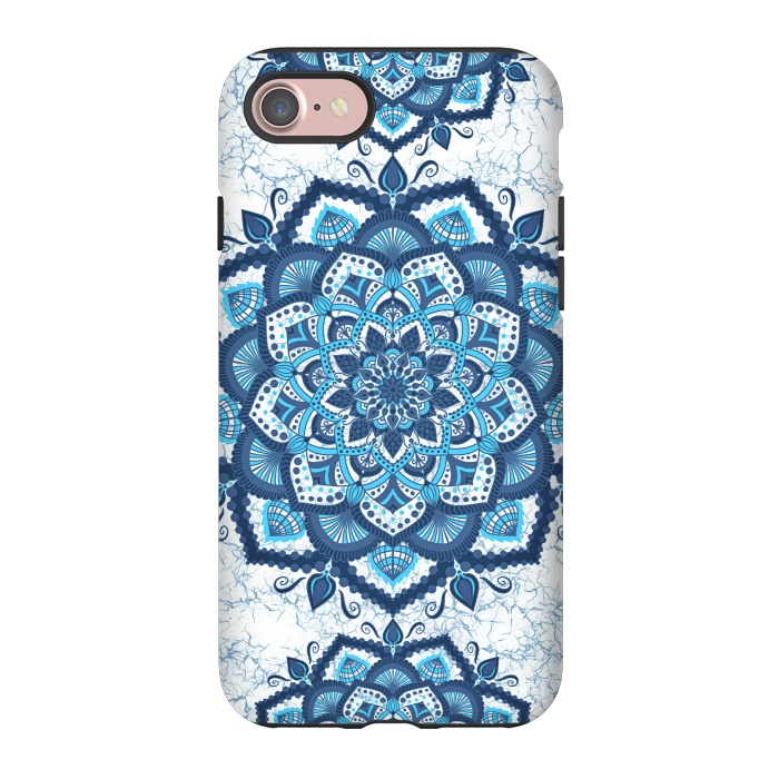 iPhone 7 StrongFit Blue white flower mandalas art by Jms
