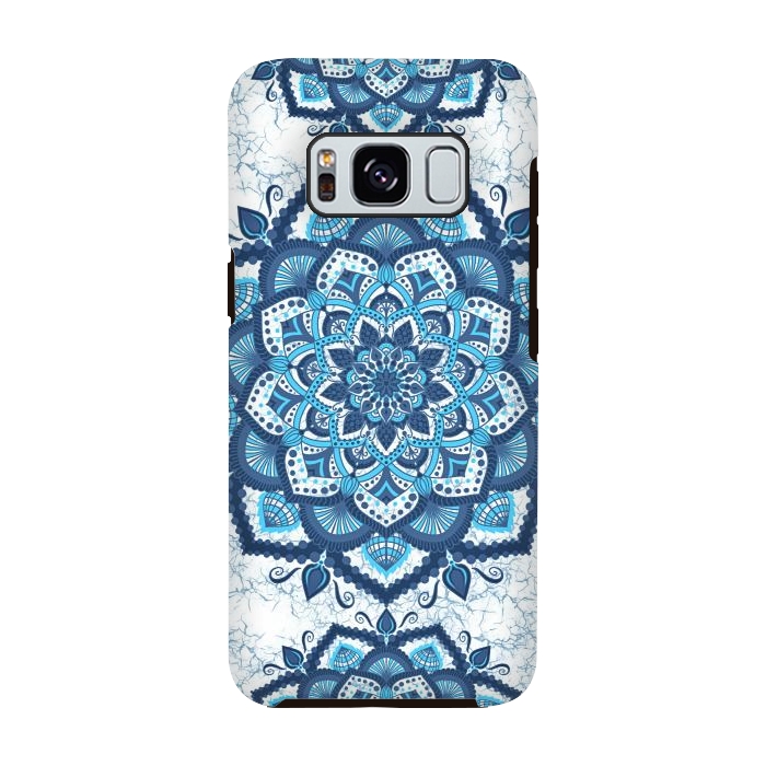 Galaxy S8 StrongFit Blue white flower mandalas art by Jms