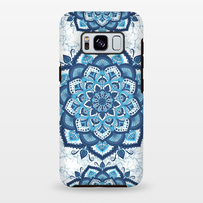 Galaxy S8 plus StrongFit Blue white flower mandalas art by Jms