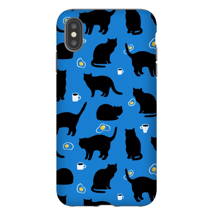 iPhone Xs Max StrongFit Black cat, fried eggs, coffee. Breakfast pattern. by Anna Alekseeva