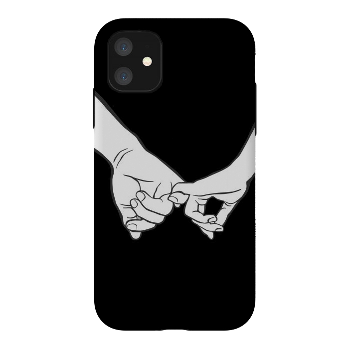 iPhone 11 StrongFit Couple holding hands minimal line art valentine drawing by Oana 