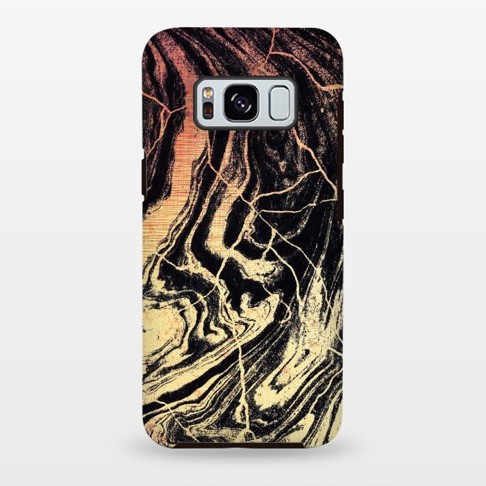 Galaxy S8 plus StrongFit Gold marble brush strokes by Oana 