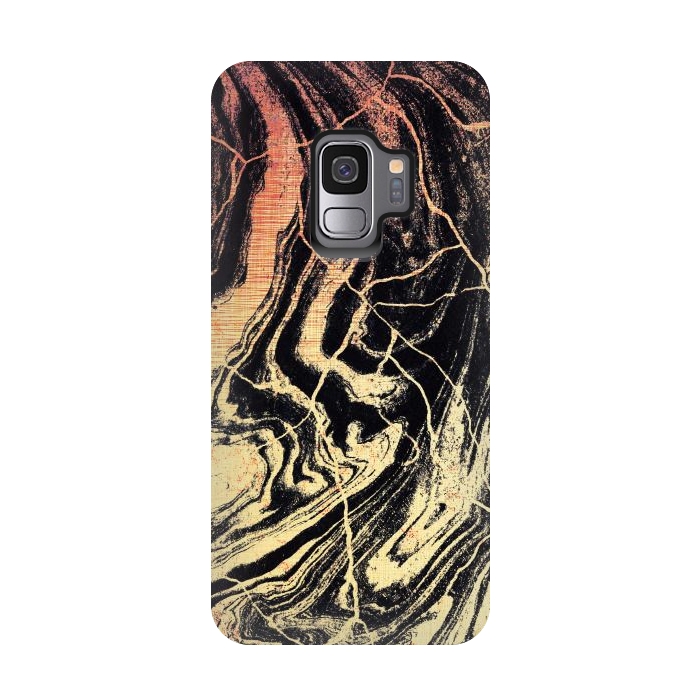 Galaxy S9 StrongFit Gold marble brush strokes by Oana 