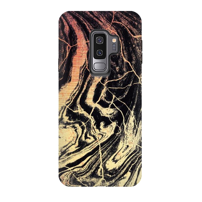 Galaxy S9 plus StrongFit Gold marble brush strokes by Oana 