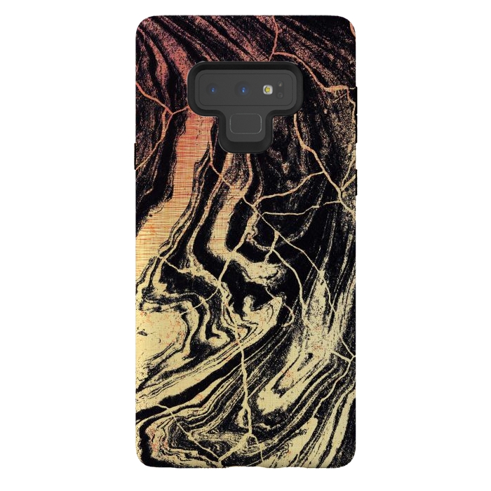 Galaxy Note 9 StrongFit Gold marble brush strokes by Oana 