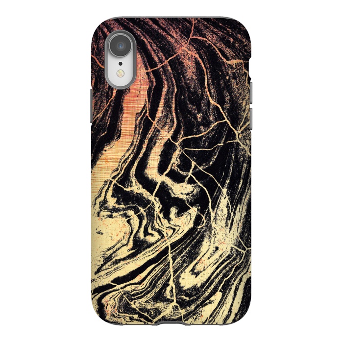 iPhone Xr StrongFit Gold marble brush strokes by Oana 