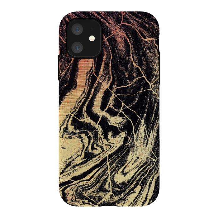 iPhone 11 StrongFit Gold marble brush strokes by Oana 