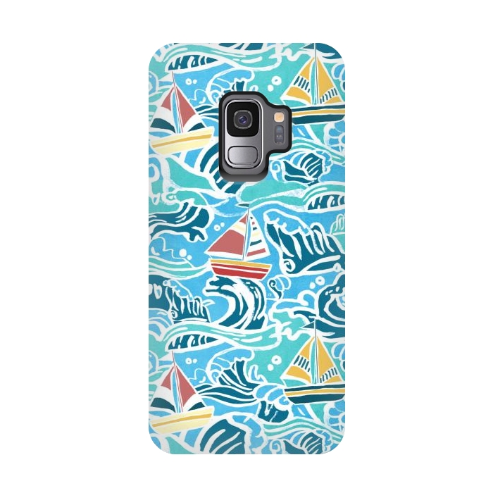 Galaxy S9 StrongFit Sailboats & Waves by Tangerine-Tane