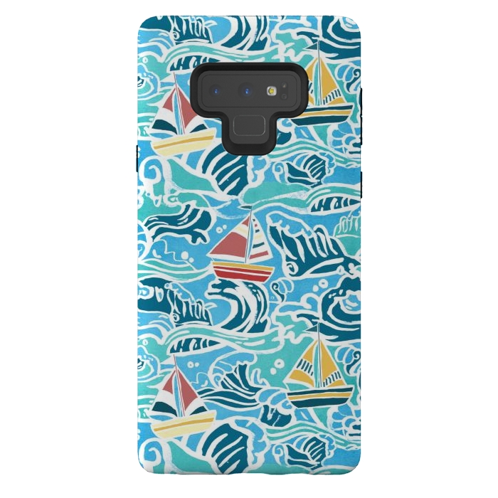 Galaxy Note 9 StrongFit Sailboats & Waves by Tangerine-Tane