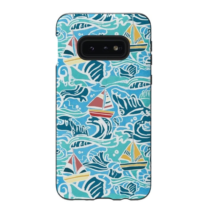 Galaxy S10e StrongFit Sailboats & Waves by Tangerine-Tane