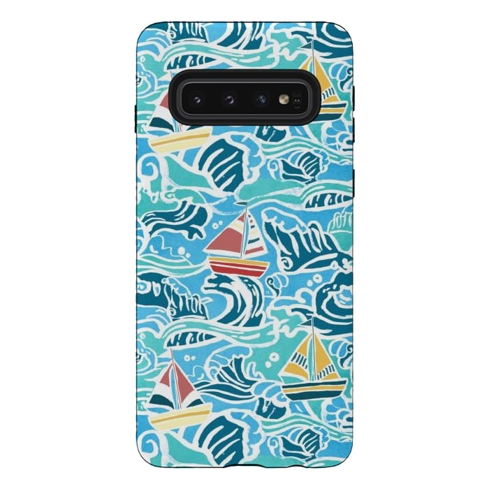 Galaxy S10 StrongFit Sailboats & Waves by Tangerine-Tane