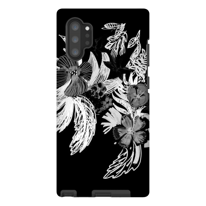 Galaxy Note 10 plus StrongFit Black and white marker sketched flowers by Oana 