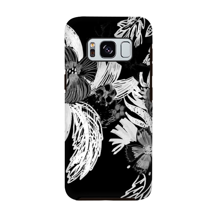 Galaxy S8 StrongFit Black and white marker sketched flowers by Oana 