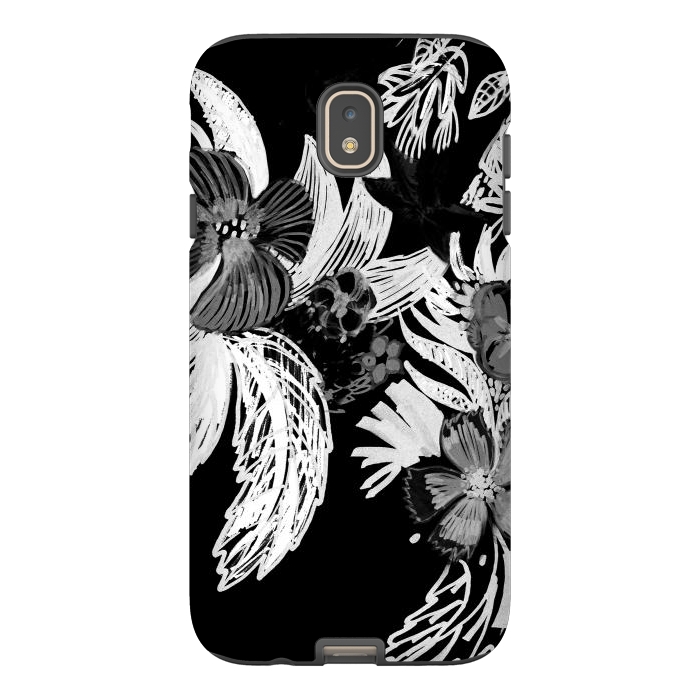 Galaxy J7 StrongFit Black and white marker sketched flowers by Oana 
