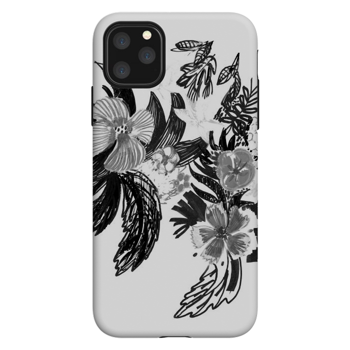 iPhone 11 Pro Max StrongFit Black ink sketched flowers by Oana 