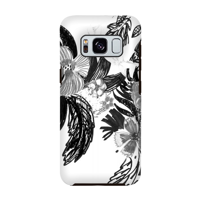 Galaxy S8 StrongFit Black ink sketched flowers by Oana 