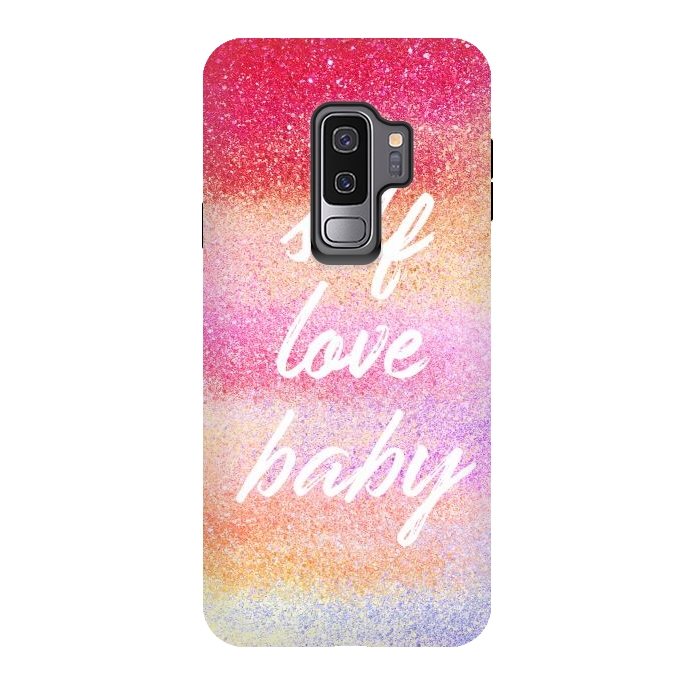 Galaxy S9 plus StrongFit Self Love colorful gradient glitter by Oana 