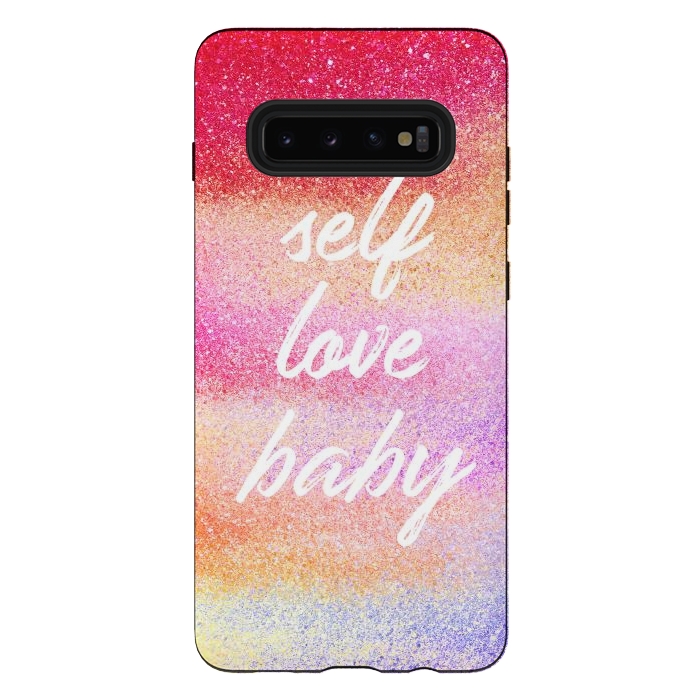 Galaxy S10 plus StrongFit Self Love colorful gradient glitter by Oana 