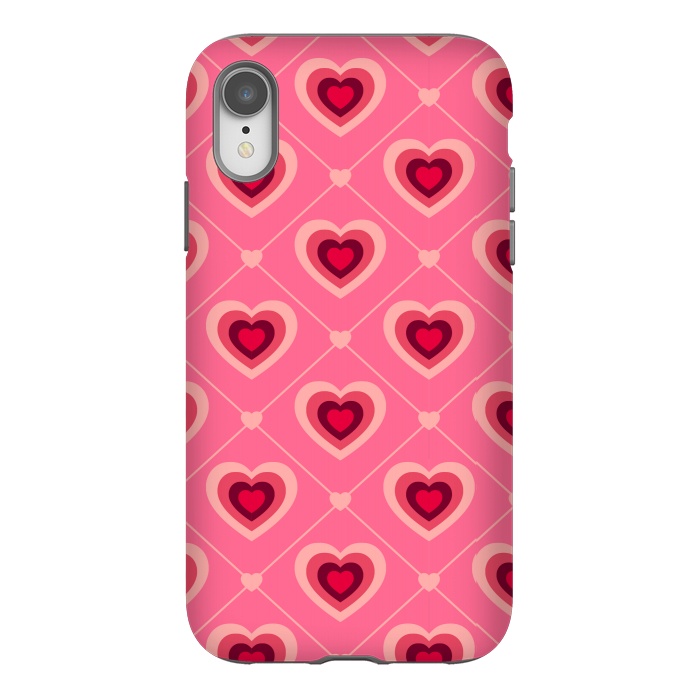 iPhone Xr StrongFit TED WHITE HEARTS PATTERN by MALLIKA