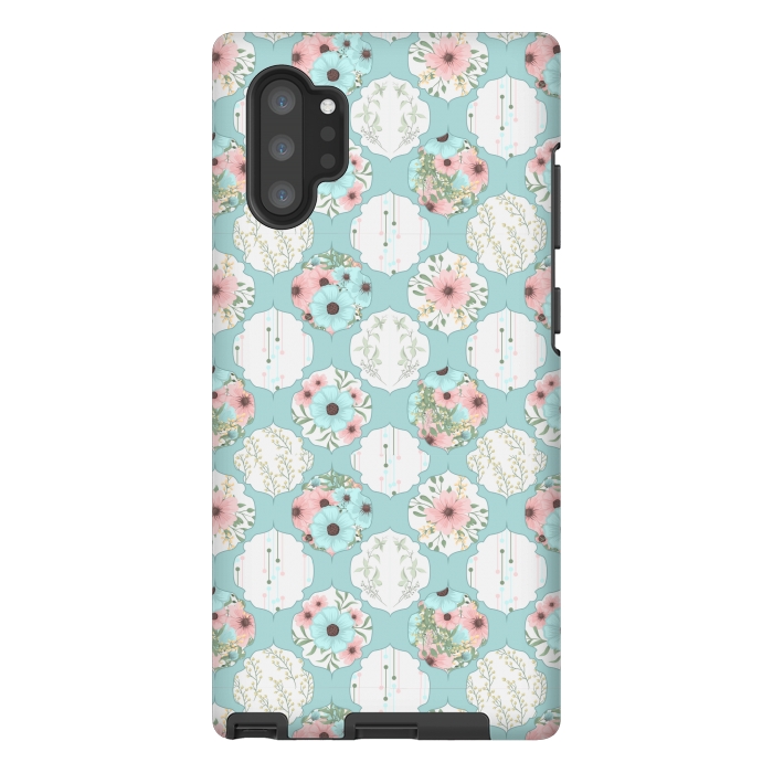 Galaxy Note 10 plus StrongFit BLUE FLORAL PATCHWORK  by MALLIKA