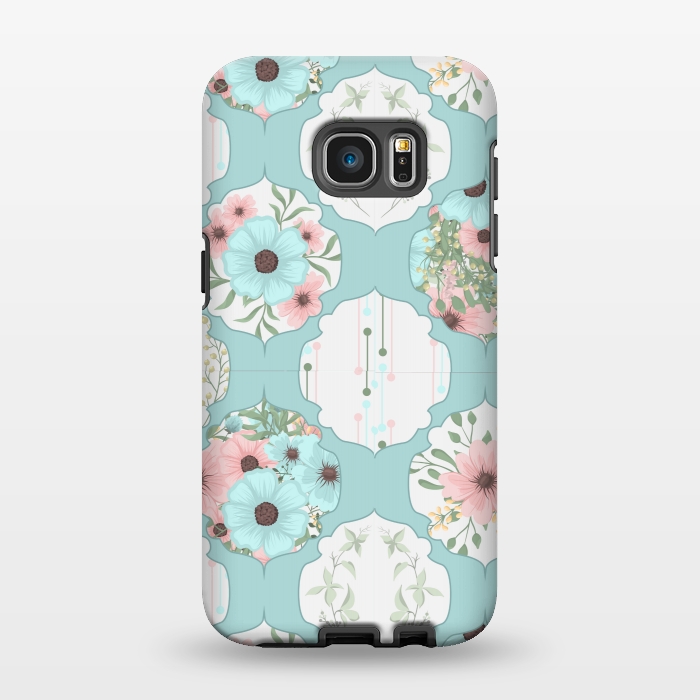 Galaxy S7 EDGE StrongFit BLUE FLORAL PATCHWORK  by MALLIKA
