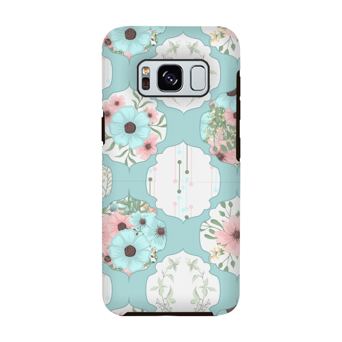 Galaxy S8 StrongFit BLUE FLORAL PATCHWORK  by MALLIKA
