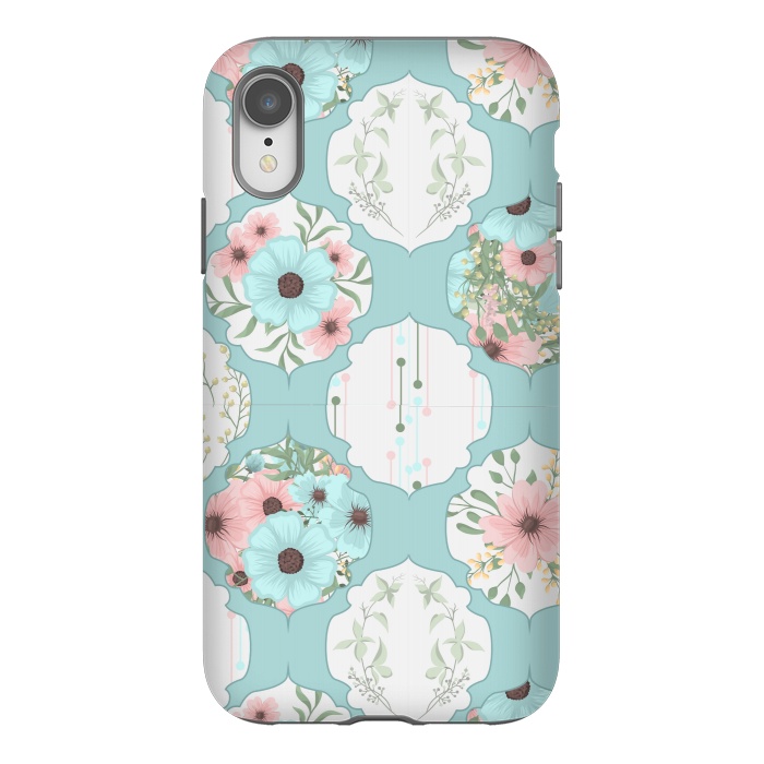 iPhone Xr StrongFit BLUE FLORAL PATCHWORK  by MALLIKA