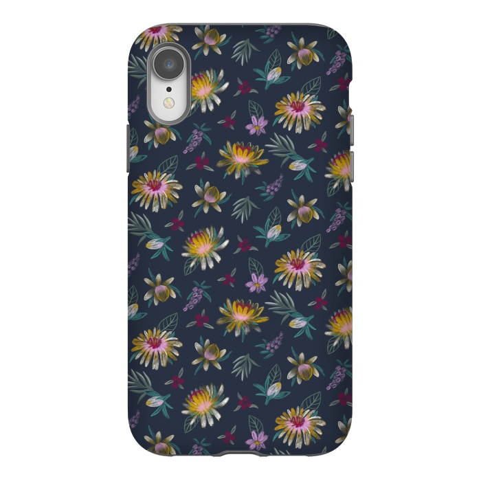iPhone Xr StrongFit Blue Floral by Tishya Oedit