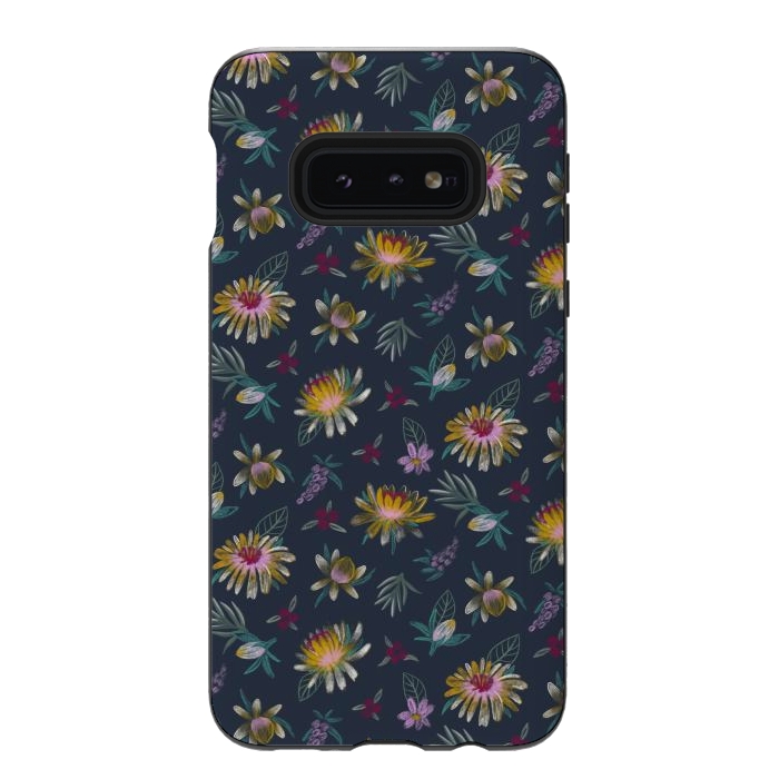 Galaxy S10e StrongFit Blue Floral by Tishya Oedit