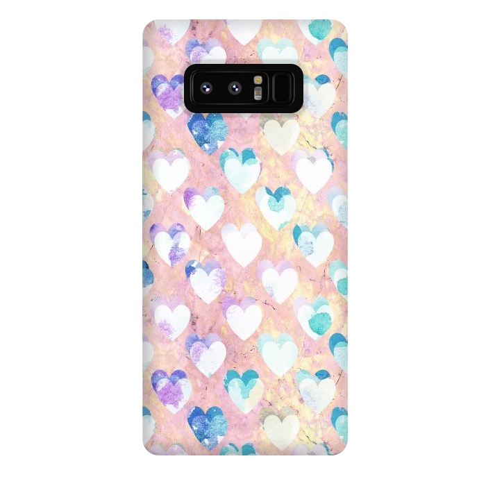 Galaxy Note 8 StrongFit Pastel painted hearts on pink marble Valentine by Oana 
