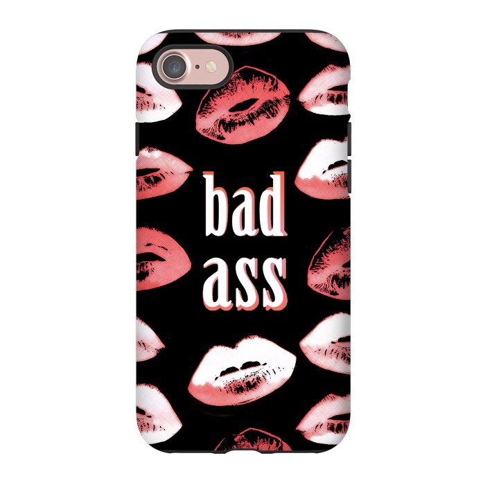 iPhone 7 StrongFit Badass lipstick kisses quote design by Oana 